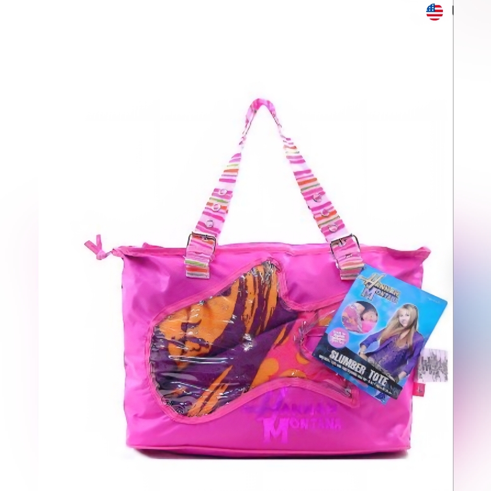 NWT Vintage Hannah Montana Pink Slumber Tote Bag with Sleeping Bag Disney Girls